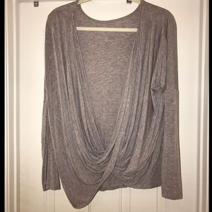 Grey long sleeve open back top